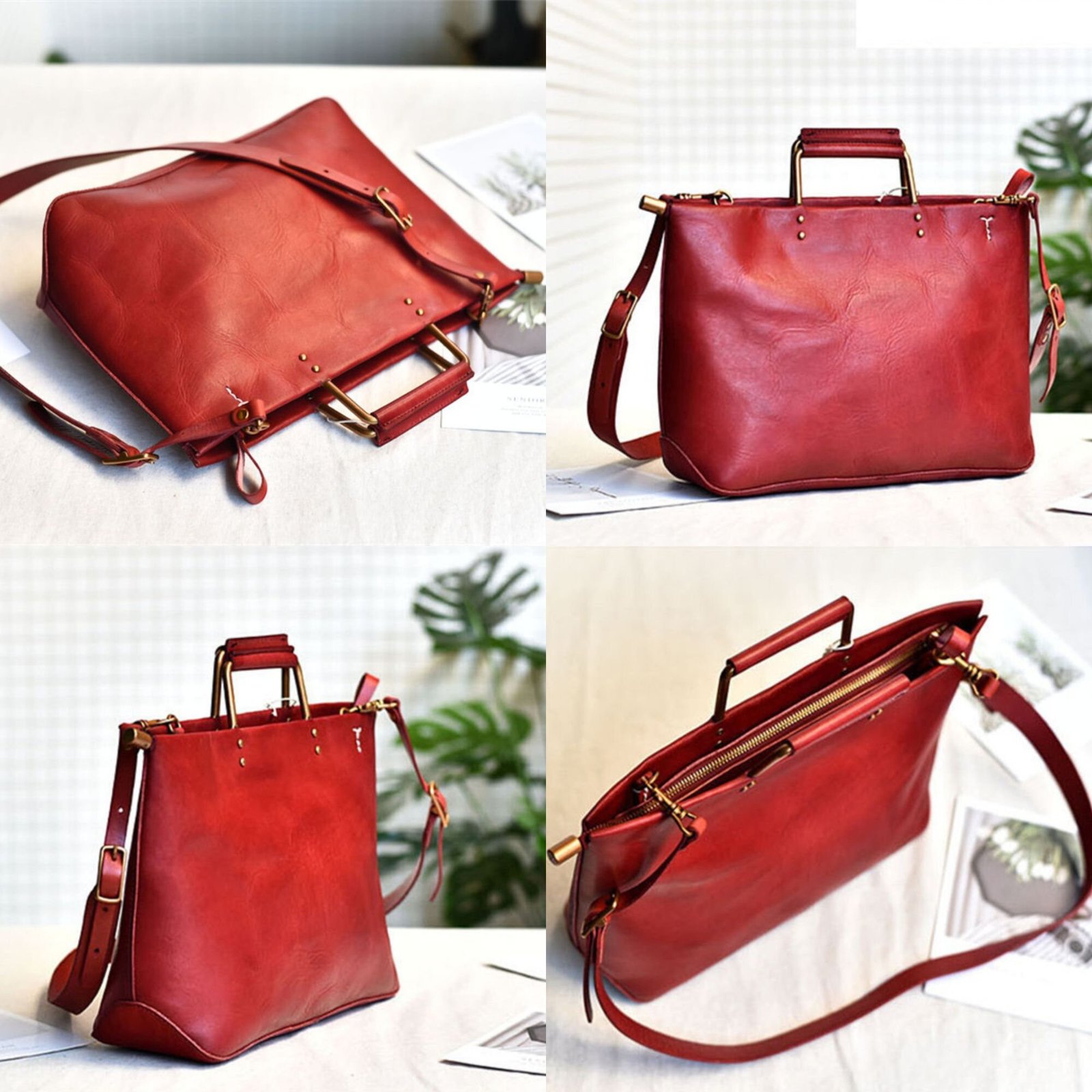 il_fullxfull.6103607195_lntr Retro handmade natural genuine leather handbags with metal handles simple personality handbags cowhide shoulder messenger bag - Image 10