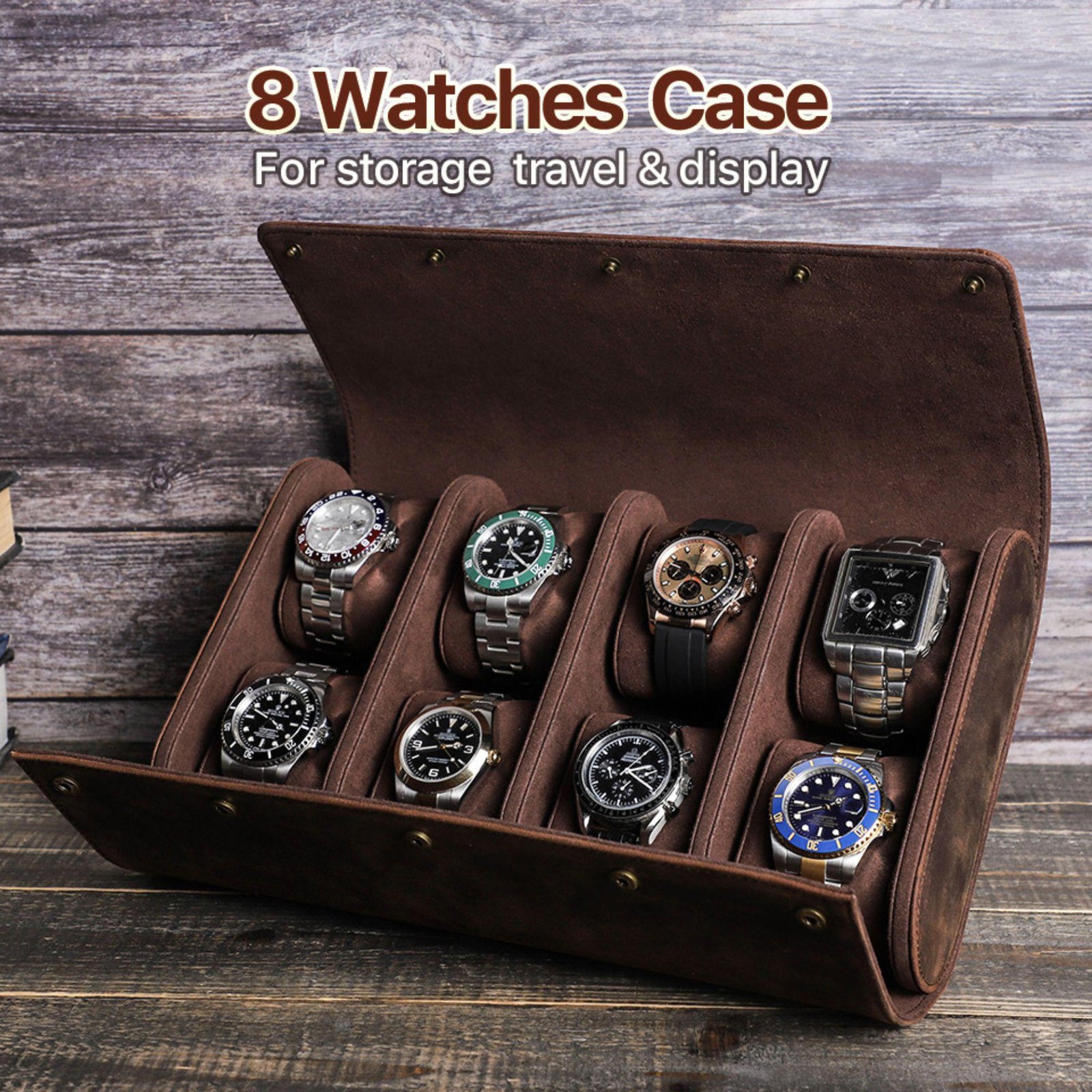 il_fullxfull.6405059900_f3zk CONTACT'S FAMILY Vintage Genuine Leather 2 Slots Watches Case Travel Portable Watch Holder Display Organizer with Metal Buttons - Image 6