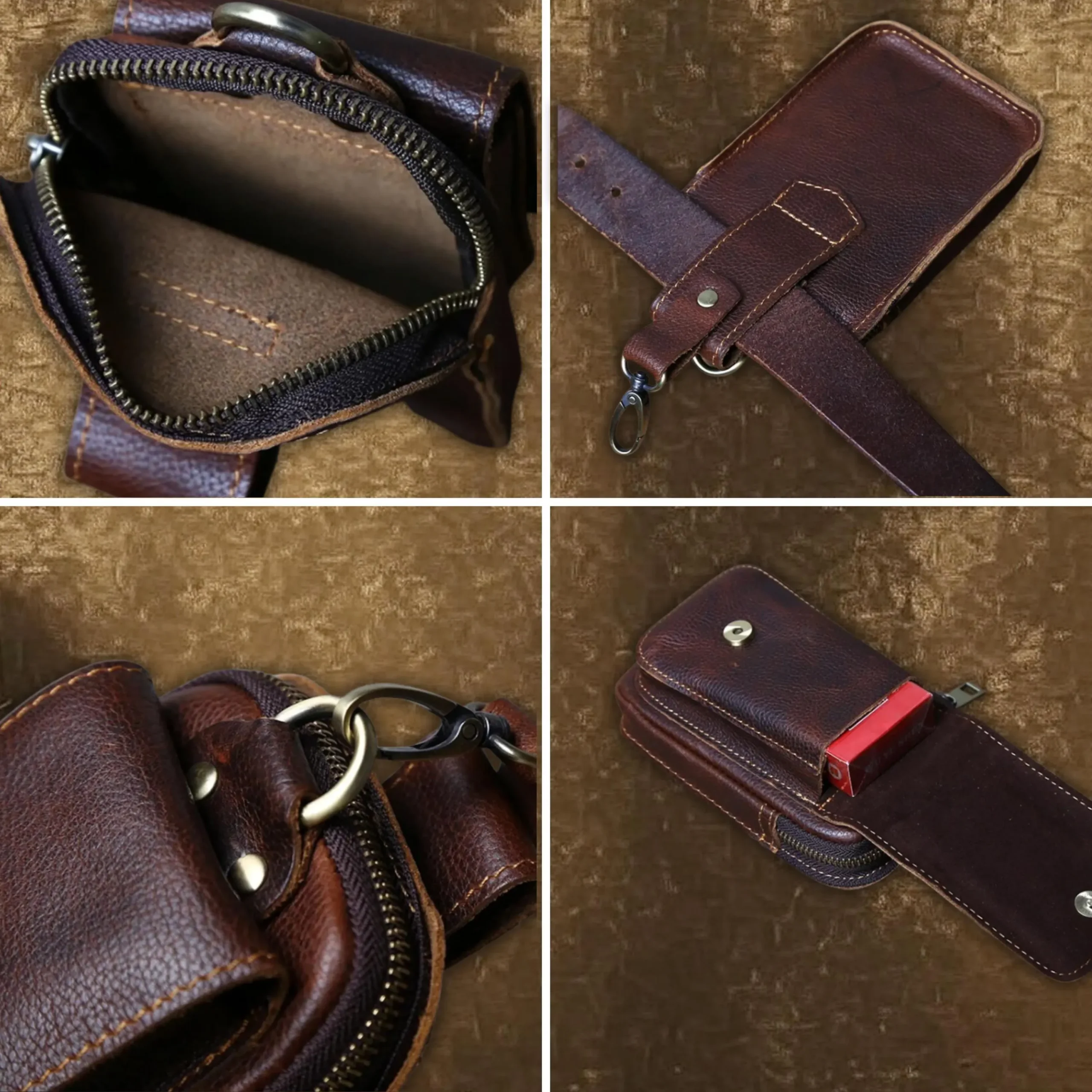 il_fullxfull.7045424014_1bif NZPJ Genuine Leather Men's Waist Bag Top Layer Cowhide Fashion Hook Bag Leisure Belt Bag Cigarette Box 6.5-inch Mobile Phone Bag - Image 8