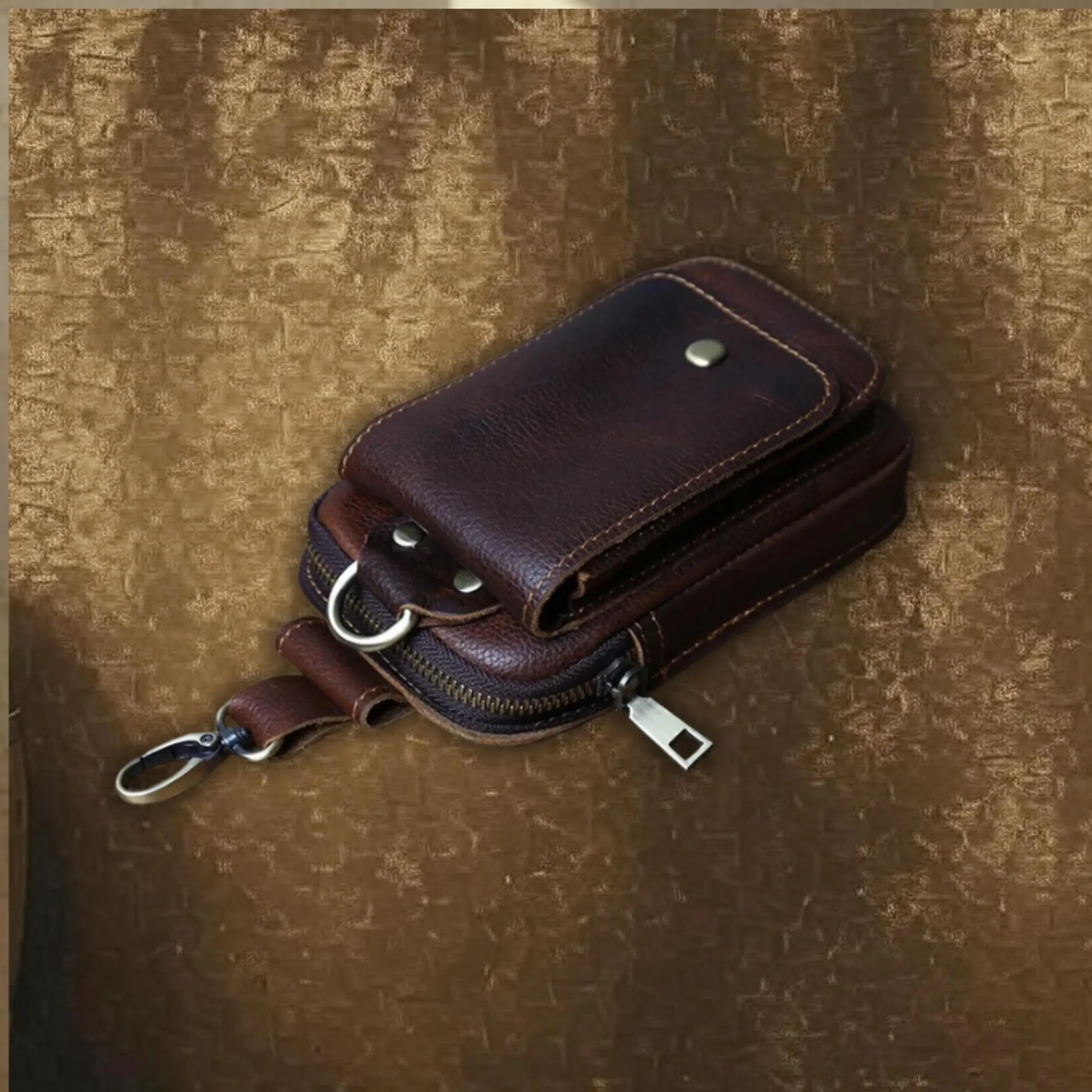 il_fullxfull.7093390851_ohyx NZPJ Genuine Leather Men's Waist Bag Top Layer Cowhide Fashion Hook Bag Leisure Belt Bag Cigarette Box 6.5-inch Mobile Phone Bag - Image 5