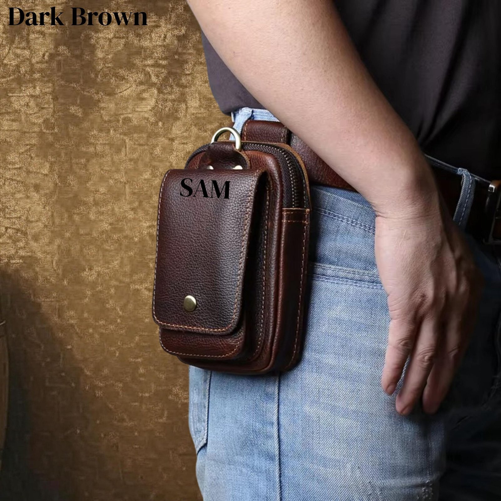 il_fullxfull.7093390929_g8ye NZPJ Genuine Leather Men's Waist Bag Top Layer Cowhide Fashion Hook Bag Leisure Belt Bag Cigarette Box 6.5-inch Mobile Phone Bag - Image 4