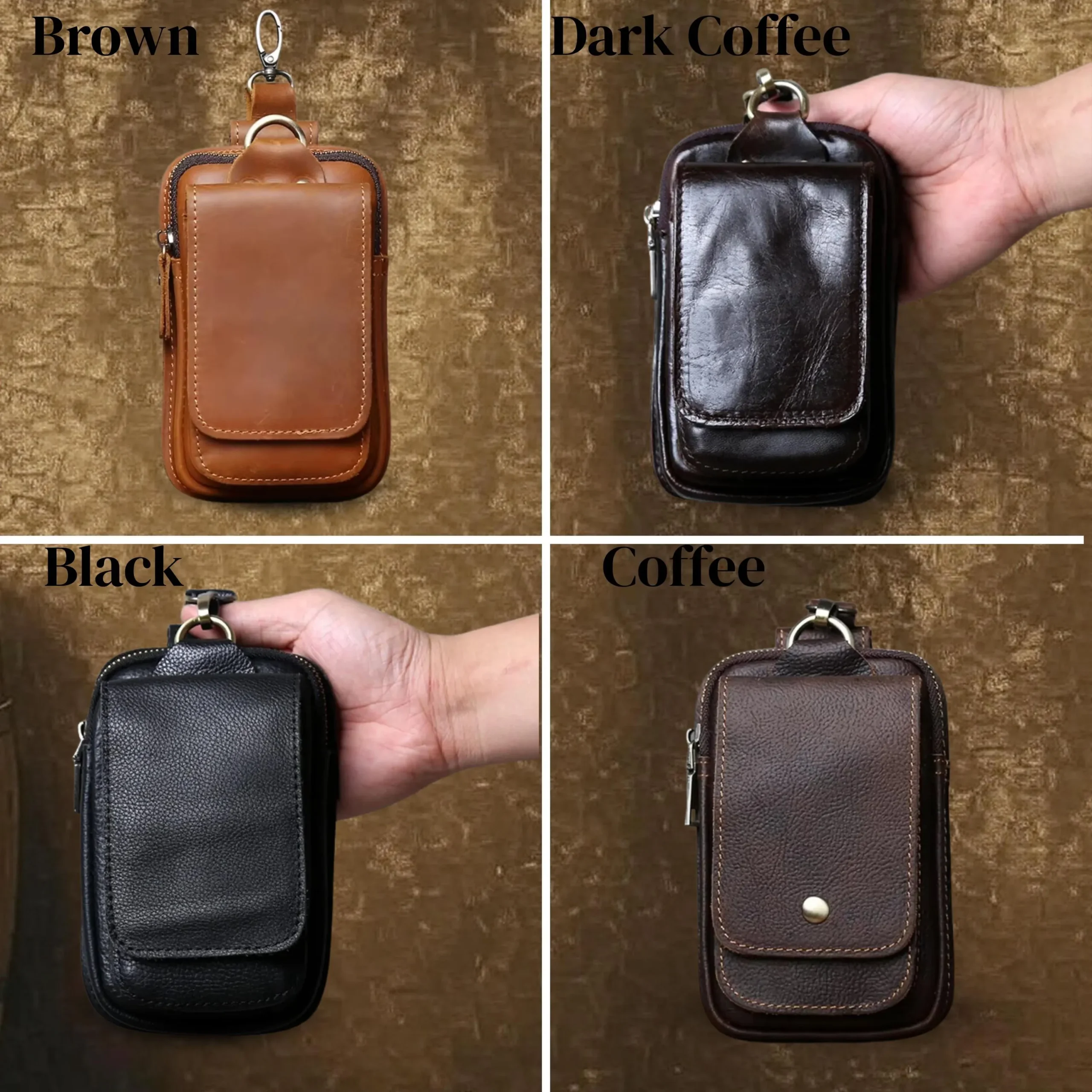 il_fullxfull.7093390955_64ll NZPJ Genuine Leather Men's Waist Bag Top Layer Cowhide Fashion Hook Bag Leisure Belt Bag Cigarette Box 6.5-inch Mobile Phone Bag - Image 2