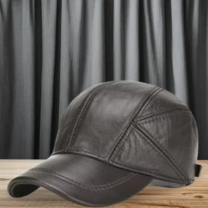 home 2025 Male Winter Genuine Real Cow Leather Baseball Hats Men Brand Casual Real Leather Earflap Cap Men Real Cowhide Leather Caps
