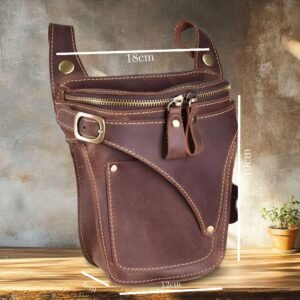 Motorcycle Bag For Men Genuine Leather Hip Belt Bag Men's Crazy Horse Waist Pack Male Hip Fanny Packs Bag Men's Phone Pouch
