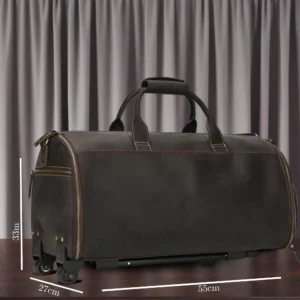 Crazy Horse Leather Folding Suit Bag Man Business Travel Bag With Shoe Pocket Clothes Cover Luggage Duffel Bag Man Bag For Suits