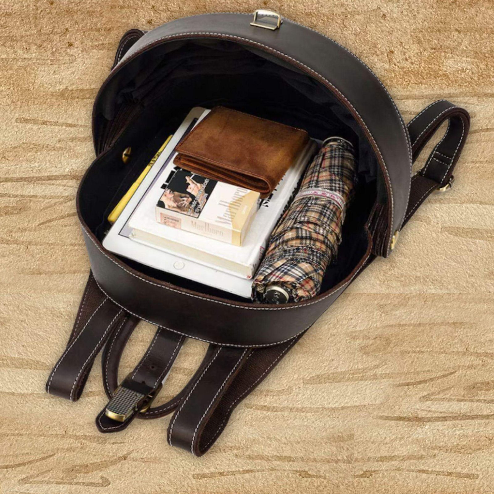 il_fullxfull.7306162297_p8si Feature Vintage Leather Backpack Men Women Unique Designer Travel Bagpack Retro Crazy Horse Leather Beetle Backpack Anti theft - Image 8