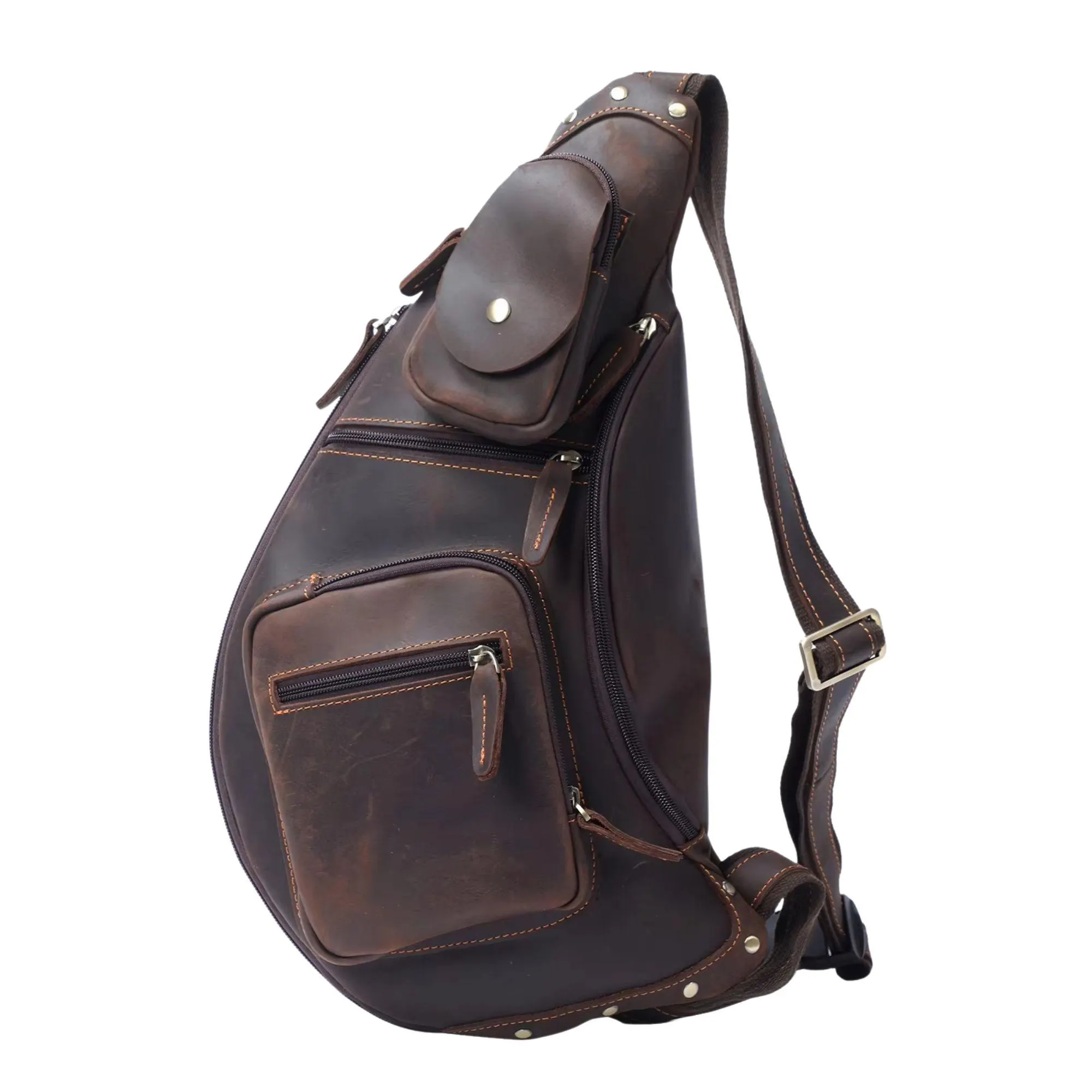 il_fullxfull.7470595662_ltah Genuine Leather Men's Leather Chest Bag Vintage Sling Bag For Men Crossbody Shoulder Bag Casual Small Backpack - Image 2
