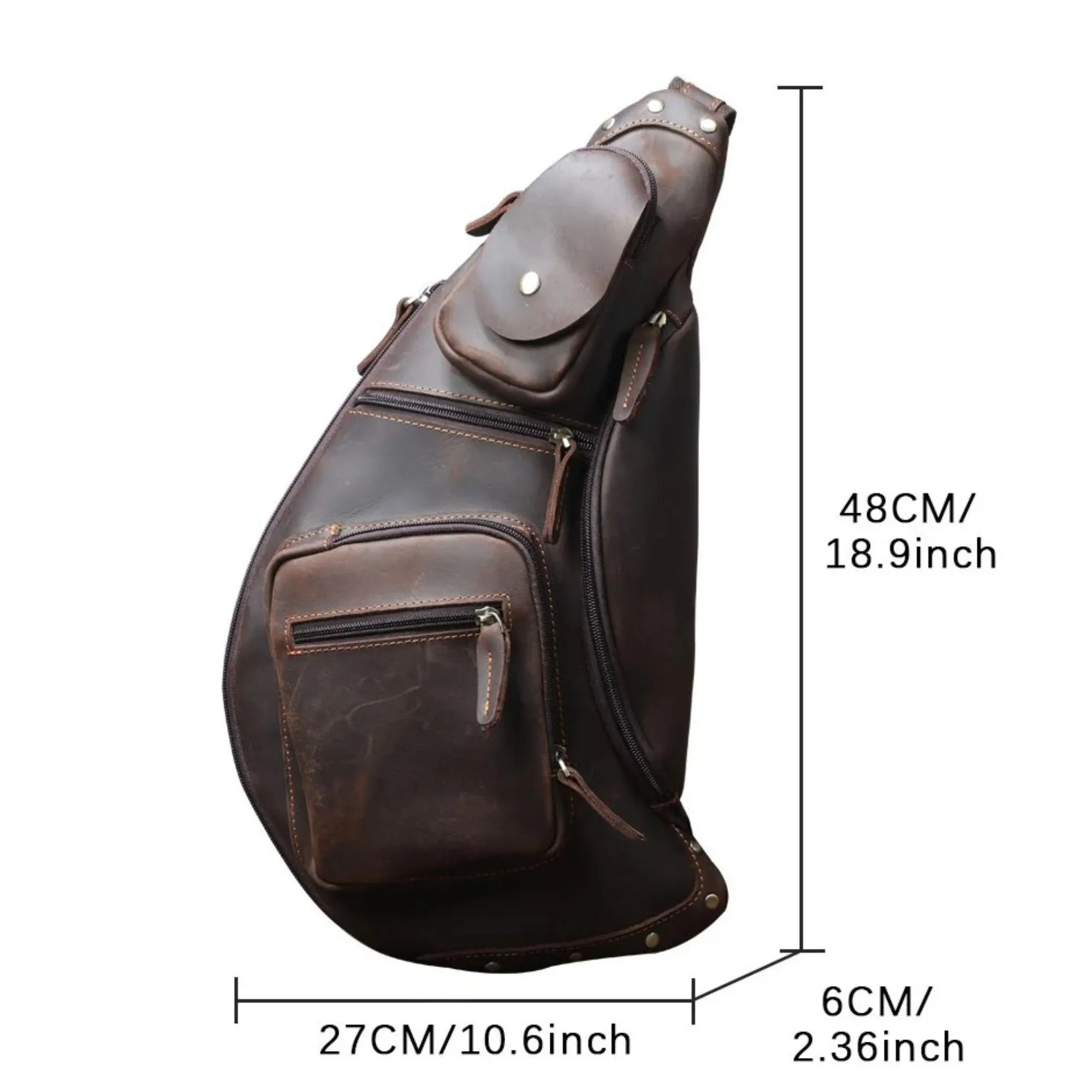 il_fullxfull.7470595696_ao3j Genuine Leather Men's Leather Chest Bag Vintage Sling Bag For Men Crossbody Shoulder Bag Casual Small Backpack - Image 4