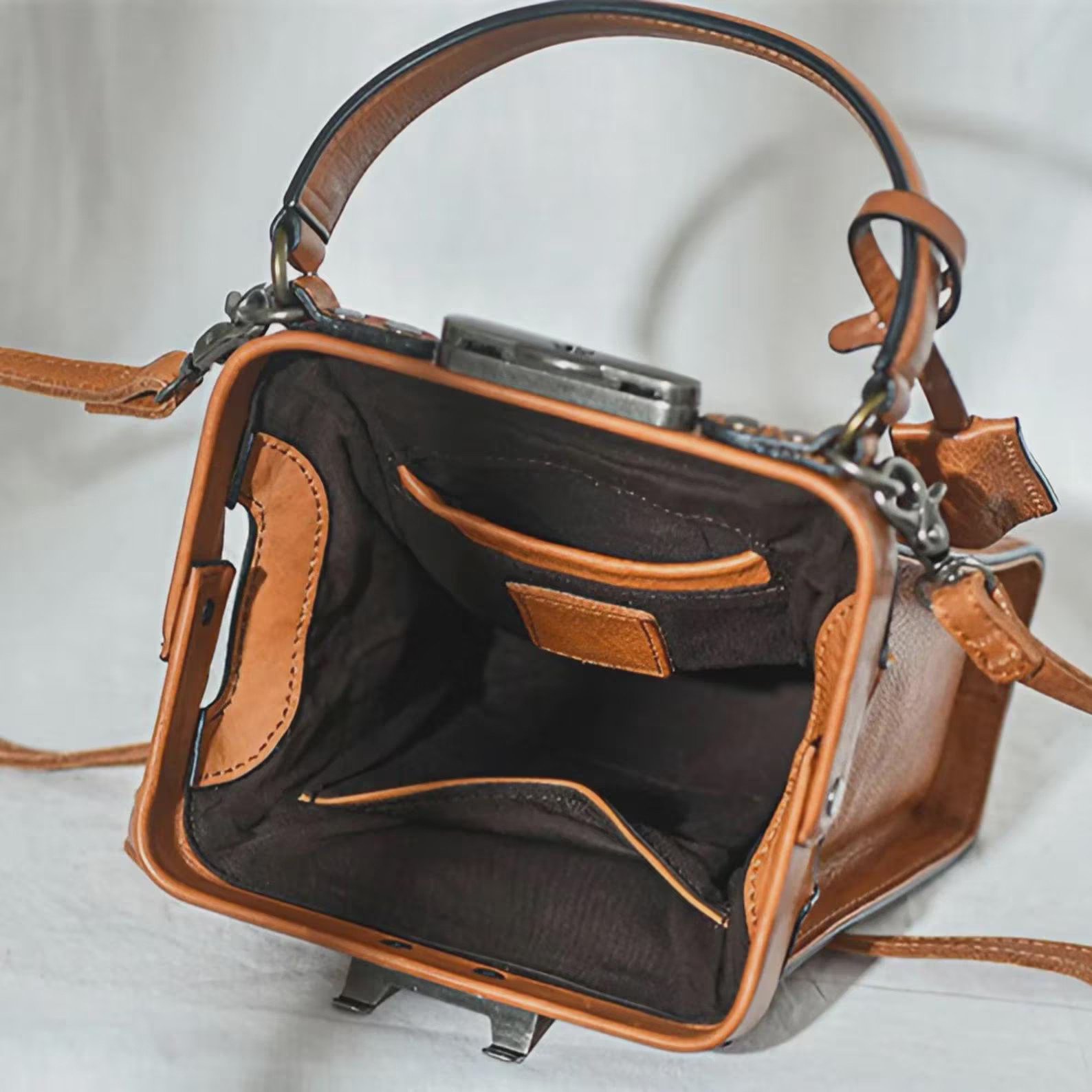 il_fullxfull.7493290491_7b8f PNDME fashion designer natural genuine leather ladies mini small handbag weekend daily women's real cowhide lock crossbody bag - Image 6