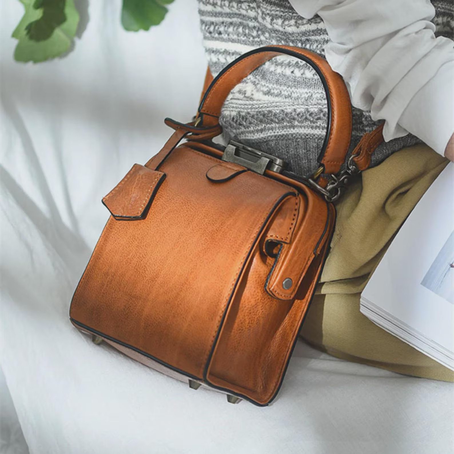 il_fullxfull.7493290501_7m6h PNDME fashion designer natural genuine leather ladies mini small handbag weekend daily women's real cowhide lock crossbody bag - Image 7