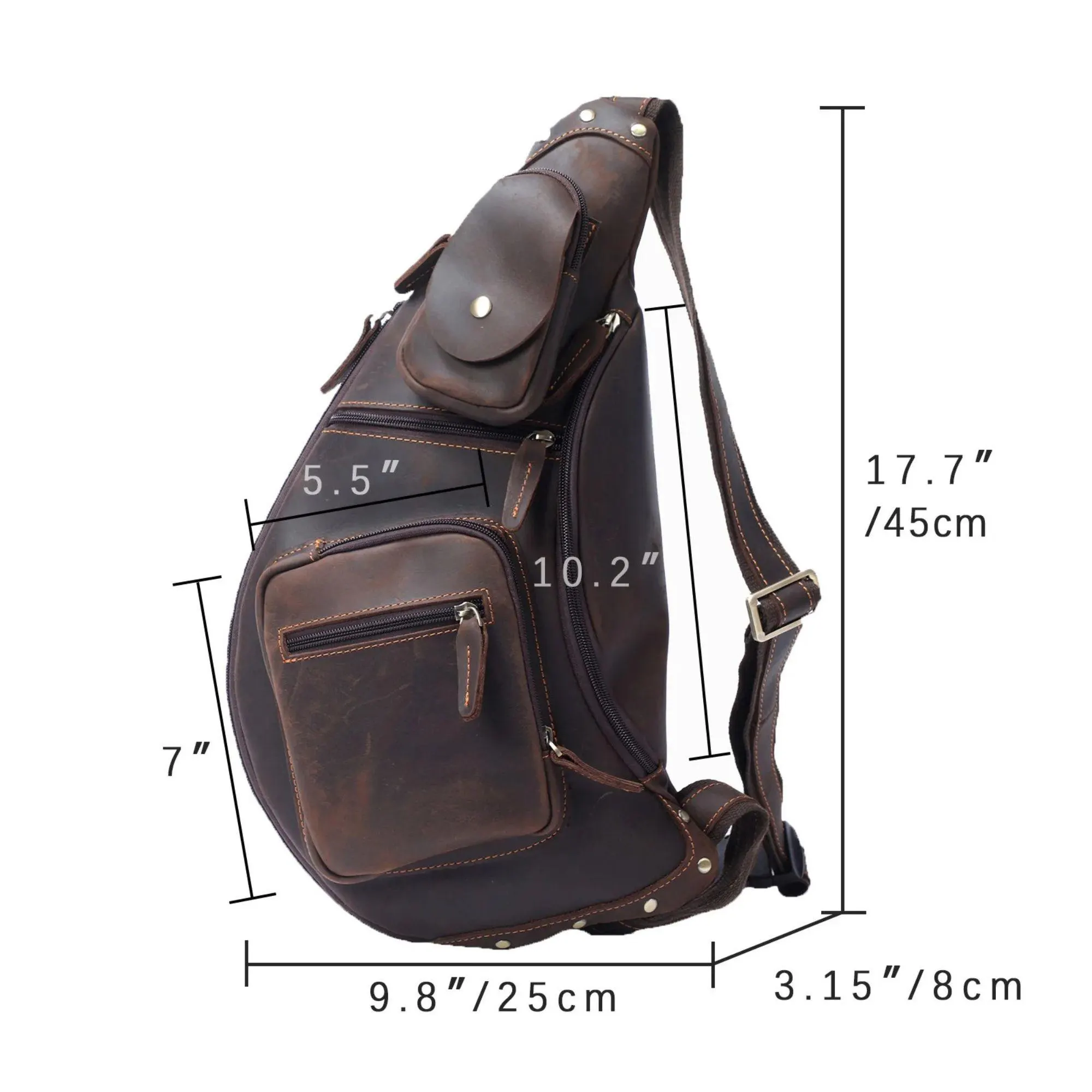 il_fullxfull.7518528491_gerp Genuine Leather Men's Leather Chest Bag Vintage Sling Bag For Men Crossbody Shoulder Bag Casual Small Backpack - Image 9