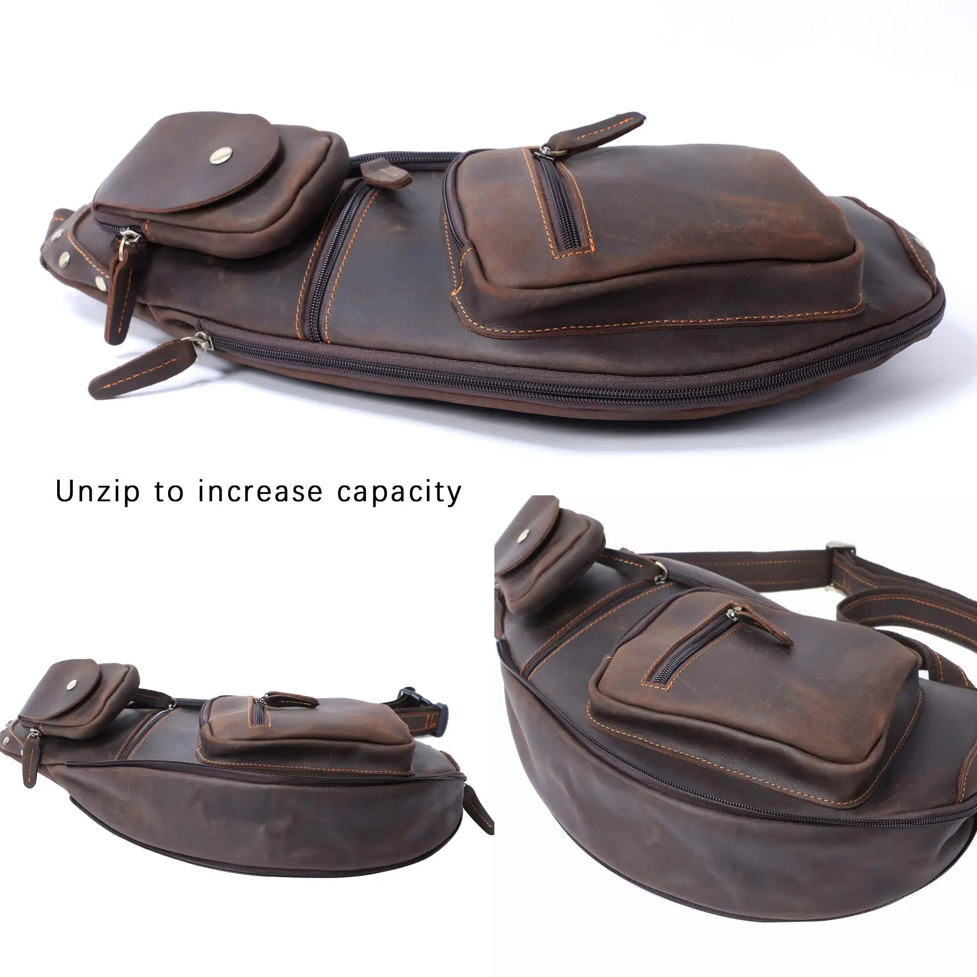 il_fullxfull.7518528511_2ekj Genuine Leather Men's Leather Chest Bag Vintage Sling Bag For Men Crossbody Shoulder Bag Casual Small Backpack - Image 10