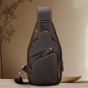 luxury male chest bags genuine leather crossbody bag men sling chest pack for men chest bag leather casual men one shoulder bag