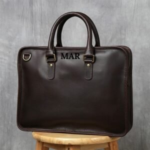 nzpj retro men's briefcase leather laptop bag top layer cowhide casual handbag 14 inch business shoulder bag messenger bag