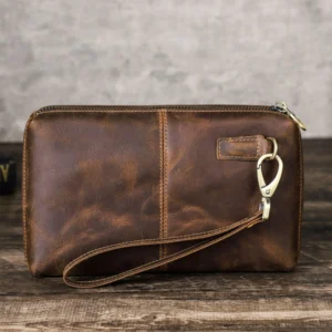 contacts men's leather zipper card passport pocket bill wallet mobile phone pocket