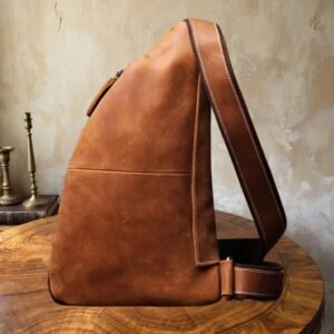 genuine leather sling bag vintage handmade over shoulder crossbody chest sling backpack purse