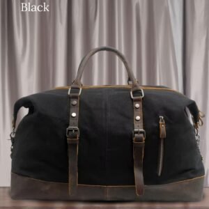 muchuan men’s travel bag – canvas leather hand luggage duffle bag